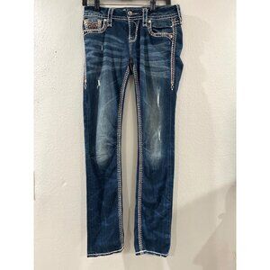 rock revival Women's jeans elvira straight leg size 27 distress embroidered